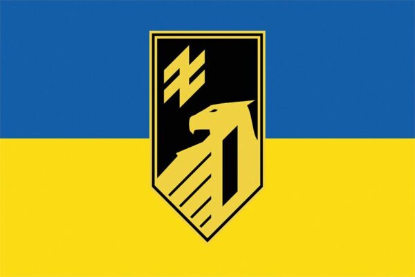 Флаг 1 корпуса Национальной гвардии Украины «Азов» (1 КНГУ) сине-желтый