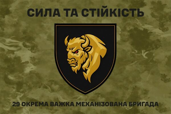 Флаг 29-я отдельная тяжелая механизированная бригада (29 ОТМБр) СВ ВСУ хаки