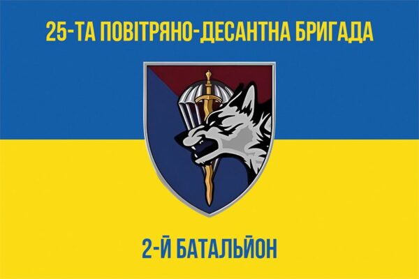 Прапор 2-й десантно-штурмовий батальйон (2 ДШБ) 25 ОПДБр ДШВ ЗСУ синьо-жовтий 1